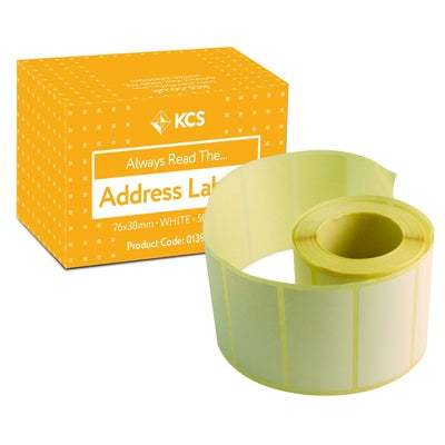 Étiquettes d'adresse blanches KCS rouleau de 500 - 76 x 38 mm