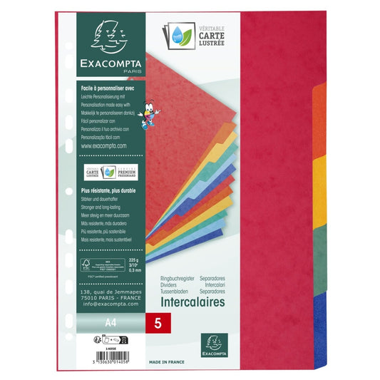Intercalaires A4 en carton épais - 5 positions