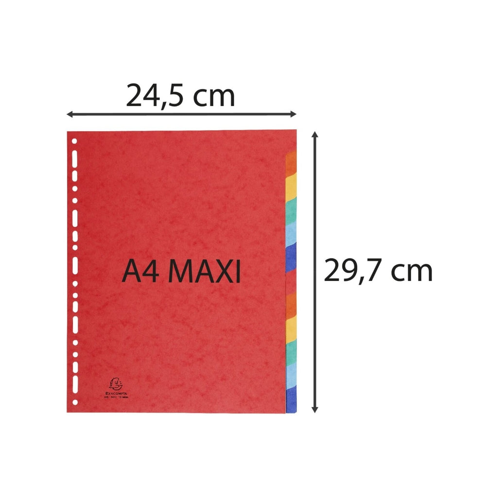 Intercalaires A4 extra larges - 12 positions