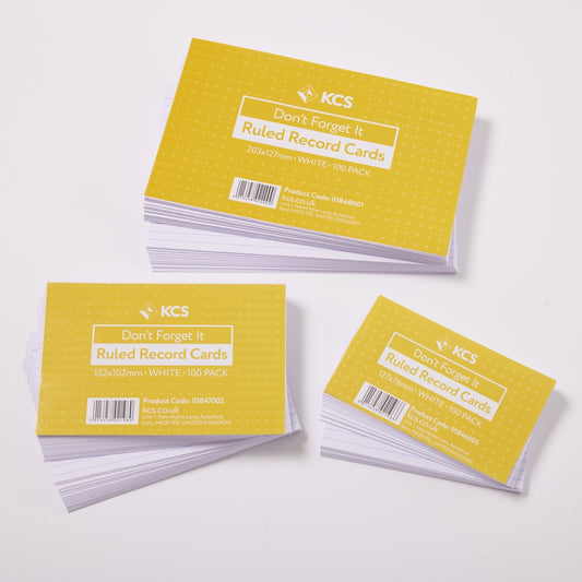 Fiches blanches lignées KCS 100 fiches - 203 x 127 mm