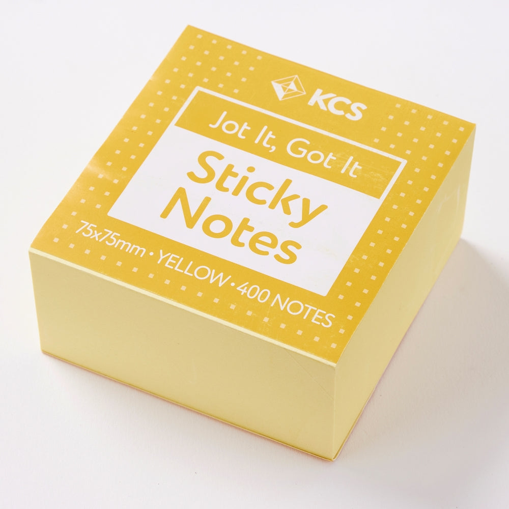 Bloc de notes repositionnables KCS jaunes 400 notes - 75 x 75 mm