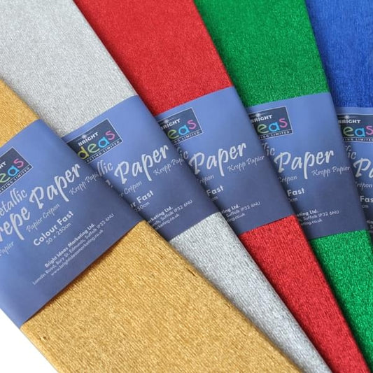 Papier crépon métallisé - couleurs assorties (lot/5)
