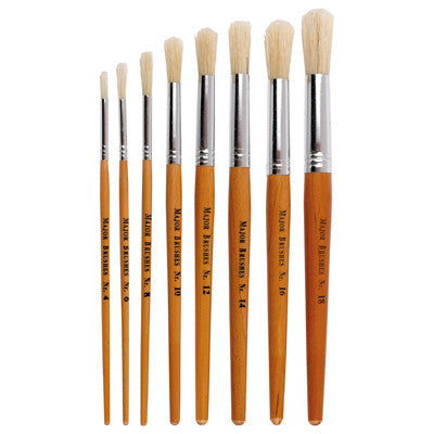Pinceaux ronds courts poils de soie de porc (lot/100) - couleur naturelle