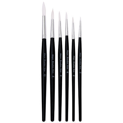 Pinceaux en poils synthétiques manche noir (lot/10) - n° 10