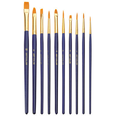 Pinceaux synthétiques pour aquarelle (lot/10) - bleu