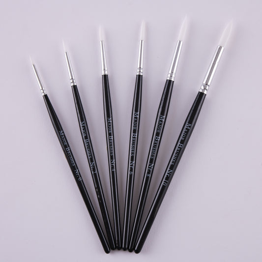 Pinceaux en poils synthétiques manche noir (lot/50) - assortiment de tailles