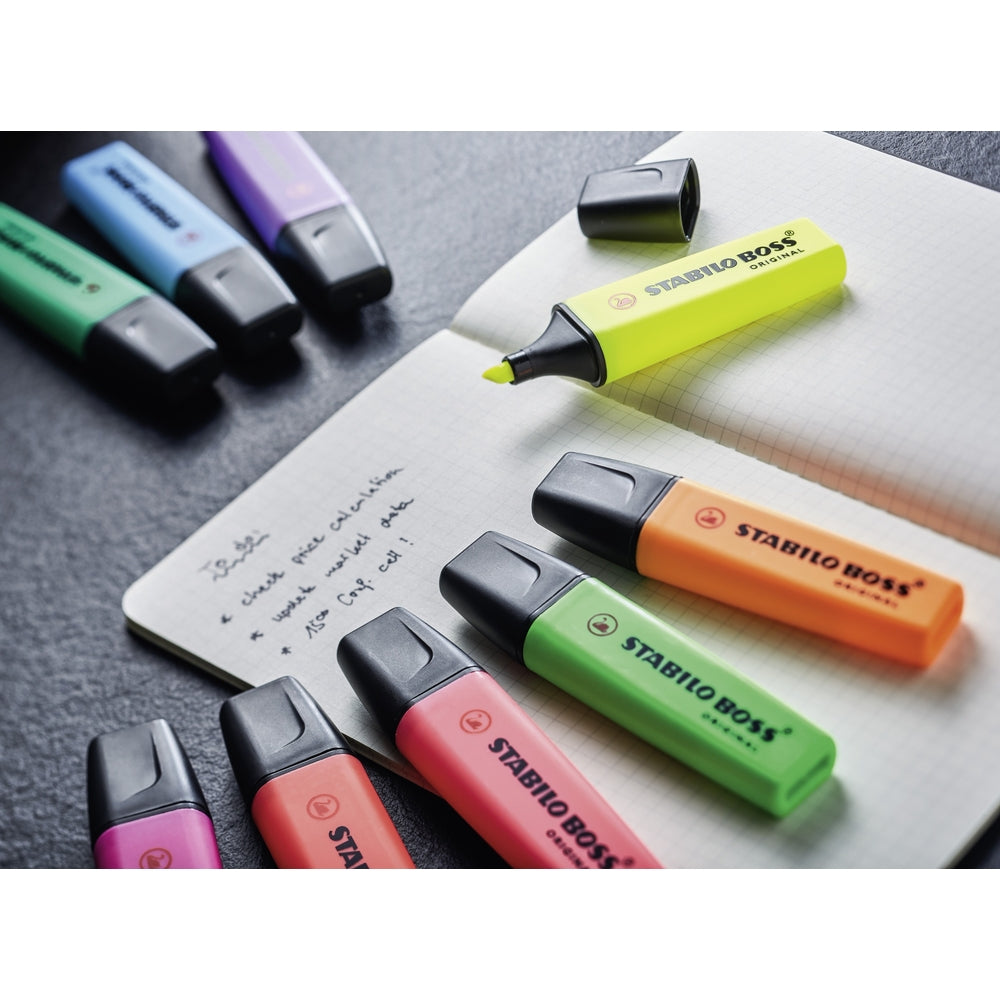 Surligneurs STABILO BOSS ORIGINAL (lot/15) - couleurs néon et pastel