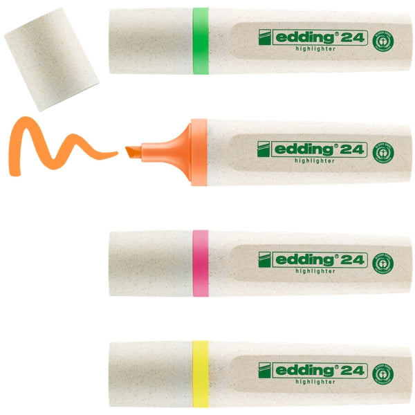 Surligneurs Edding 24 Ecoline (lot/4) - couleurs fluo assorties