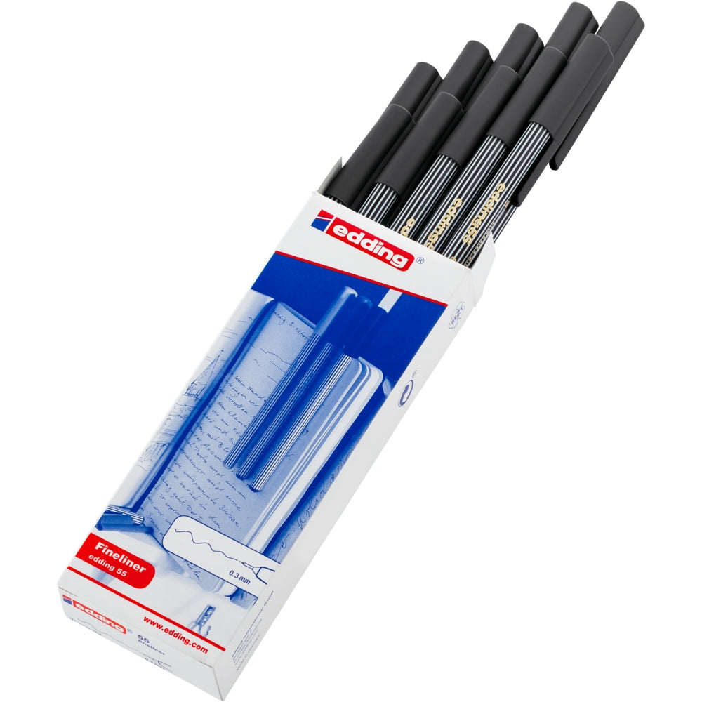 Feutres fins Edding 55 Fineliner (lot/10) - noir