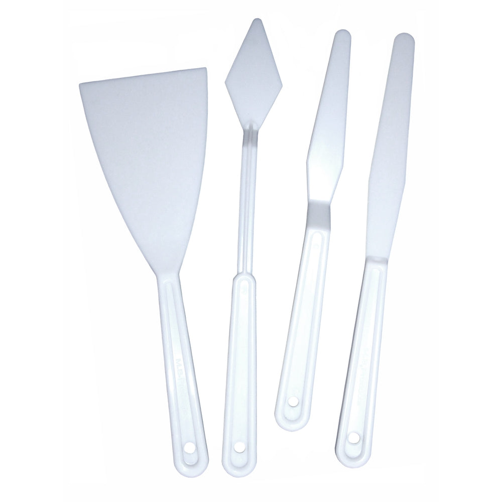 Spatules à peinture en plastique blanc (lot/4)