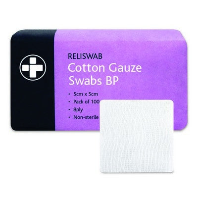 Compresses de gaze 100% coton BPC 50 x 50 mm (lot/100)