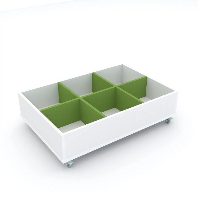 Bac à albums Everna™ mobile 6 cases bas - blanc kaolin/vert kiwi