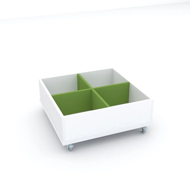 Bac à albums Everna™ mobile 4 cases bas - blanc kaolin/vert kiwi