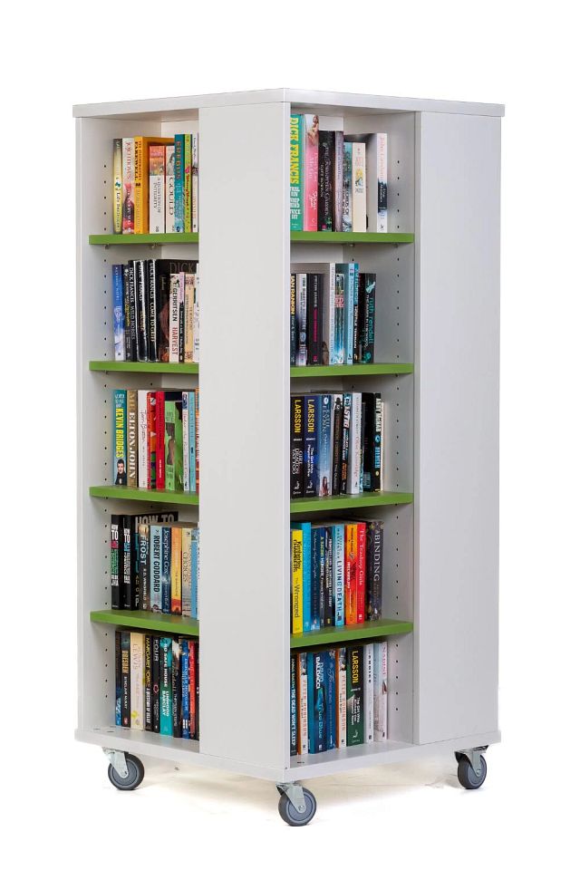 Tour à livres mobile 1400 mm (H) - blanc kaolin/vert kiwi