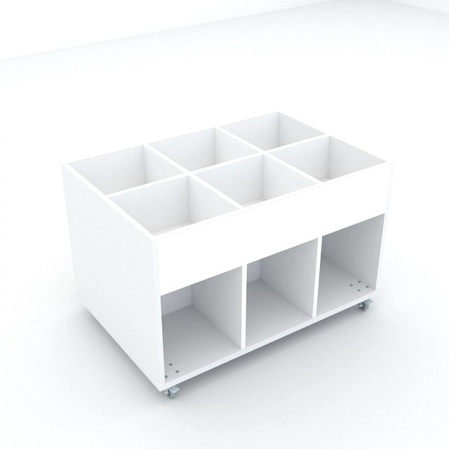Bac à albums Everna™ mobile 6 cases moyen - blanc kaolin/blanc kaolin
