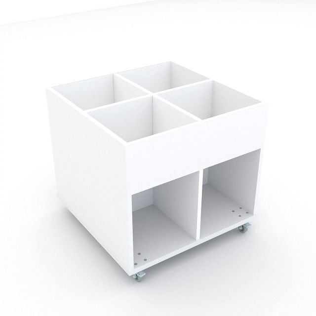 Bac à albums Everna™ mobile 4 cases moyen - blanc kaolin/blanc kaolin