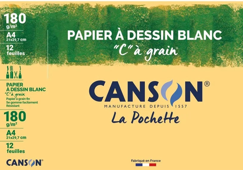 Canson "C" à grain 180 g/m² A4+ (12 feuilles)