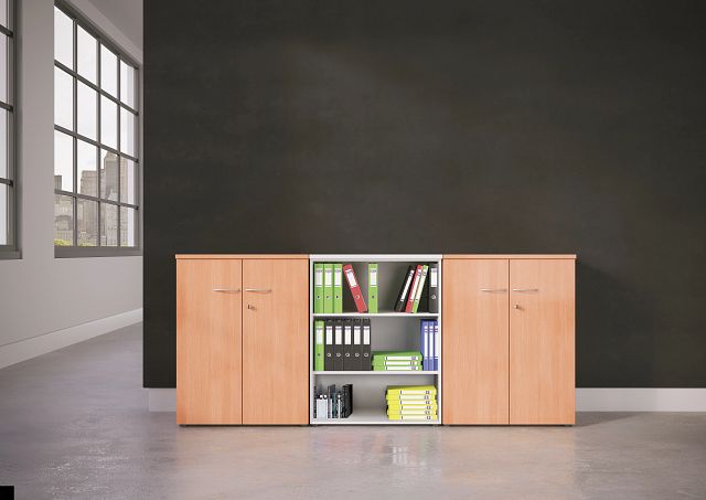 Armoire portes battantes Quiètude H1360 mm - argile/poignées aluminium