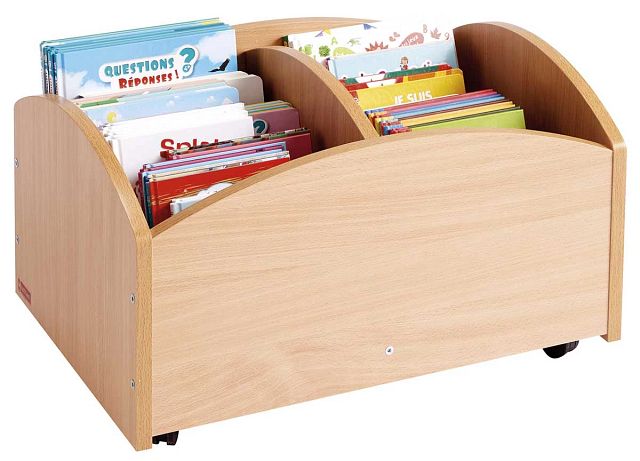 Bac 2 cases bas à roulettes - hêtre