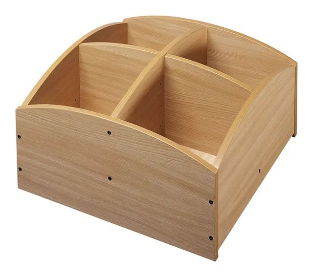 Bac 4 cases bas à roulettes - hêtre