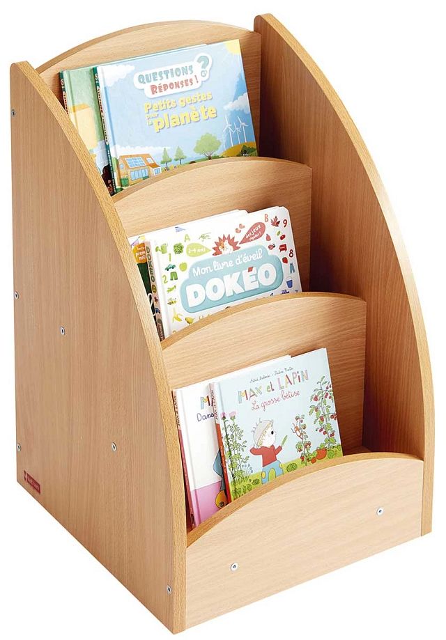 Bac à livres présentoir 3 cases - hêtre