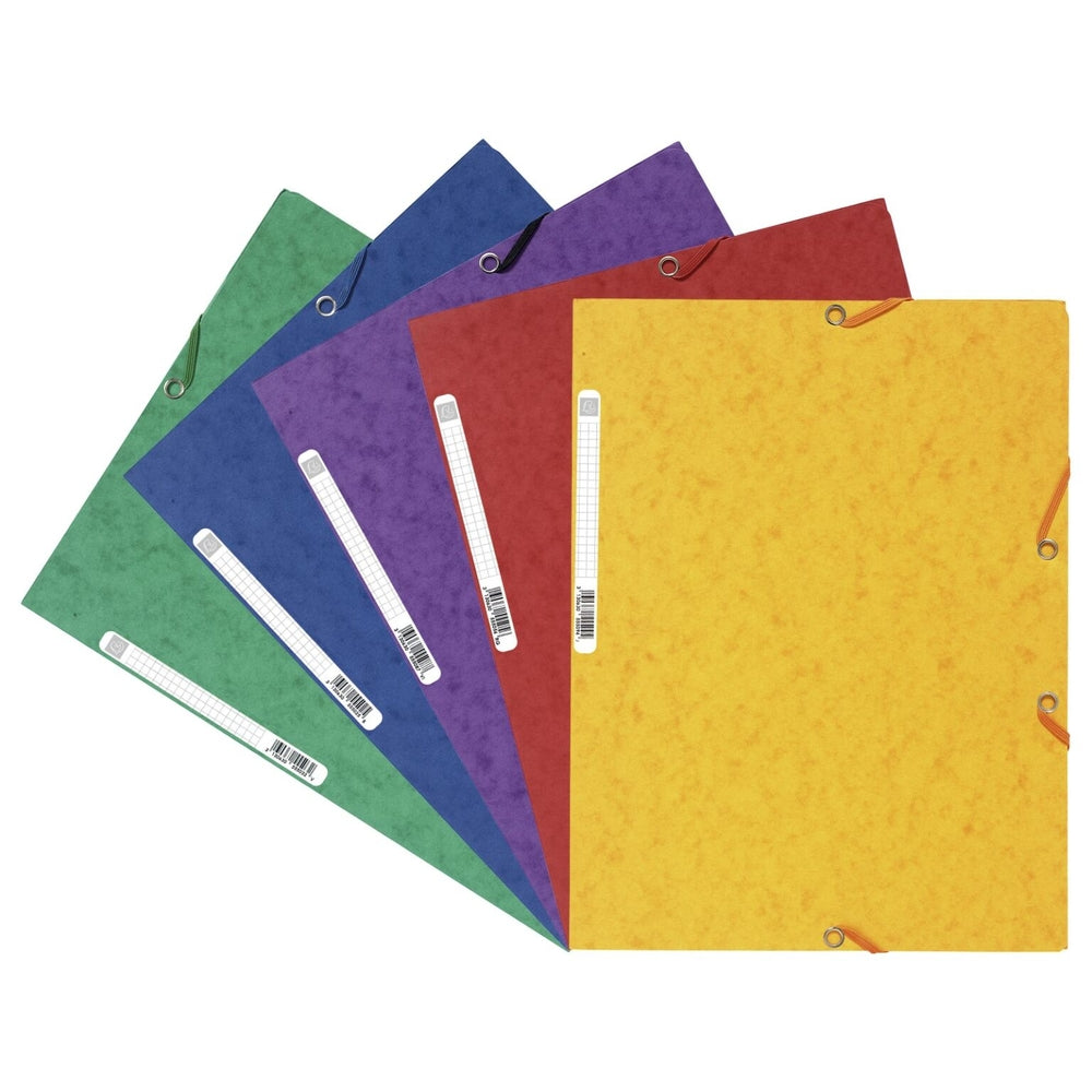 Chemises à élastiques A4, 3 rabats (lot/10) - couleurs assorties