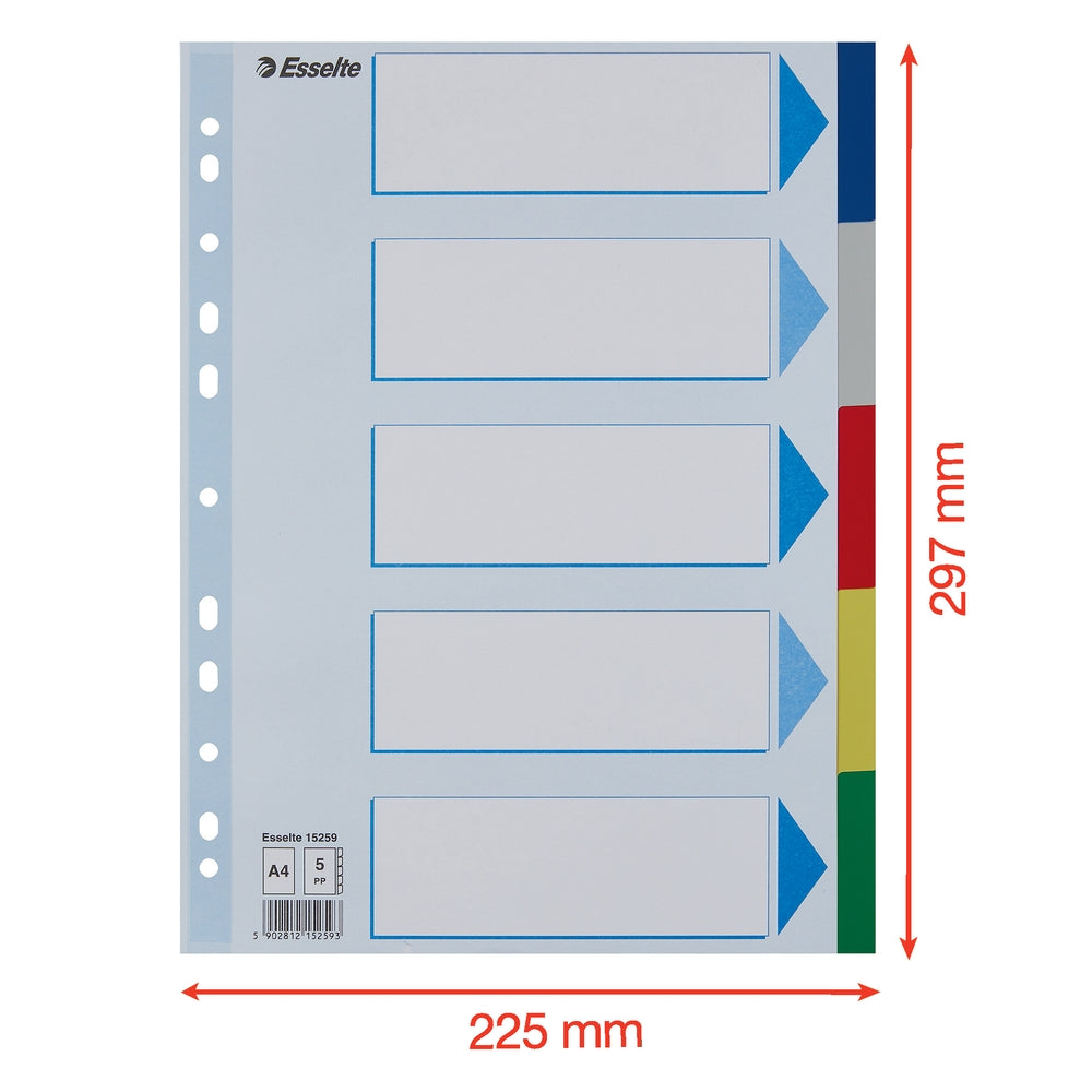 Intercalaires en polypropylène A4 - 5 positions