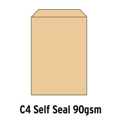 Enveloppes kraft autocollantes boîte de 250 - C4 90 g/m²