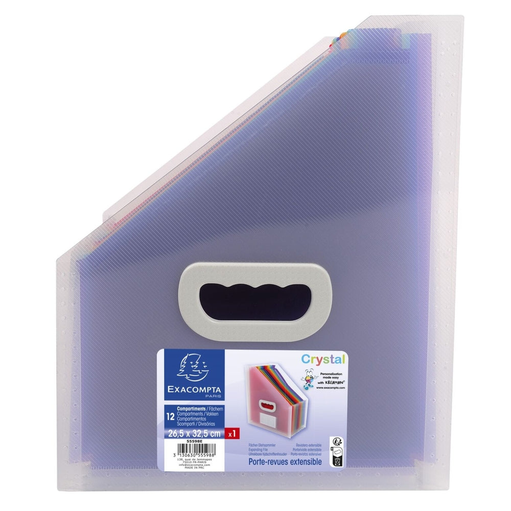 Trieur à soufflet en polypropylène A4 avec poignées - portrait