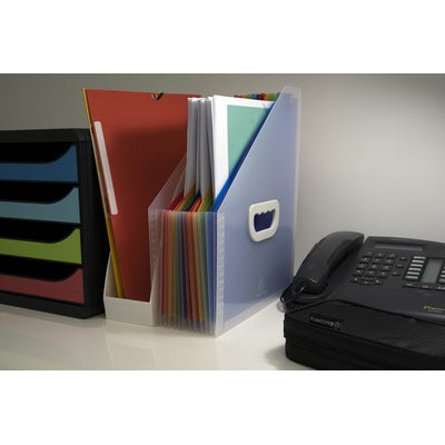 Trieur à soufflet en polypropylène A4 avec poignées - portrait