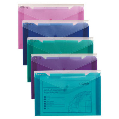 Pochettes Polyfile 3 sections A4+ (lot/5) - couleurs assorties