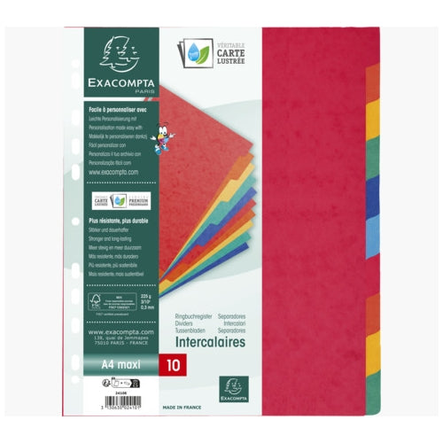 Intercalaires A4 extra larges- 10 positions