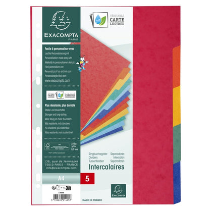Intercalaires A4 en carton épais - 5 positions