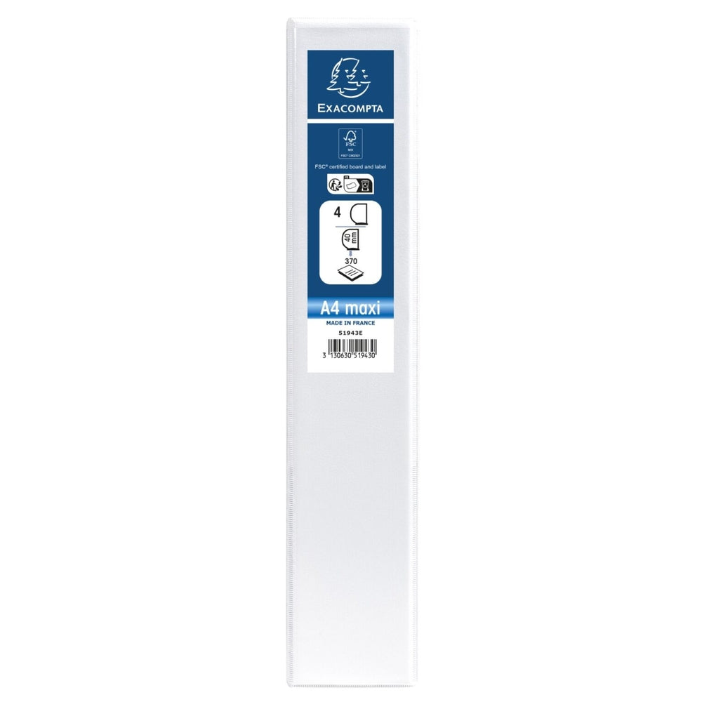 Classeur de présentation 4 anneaux A4 Maxi 40 mm - blanc
