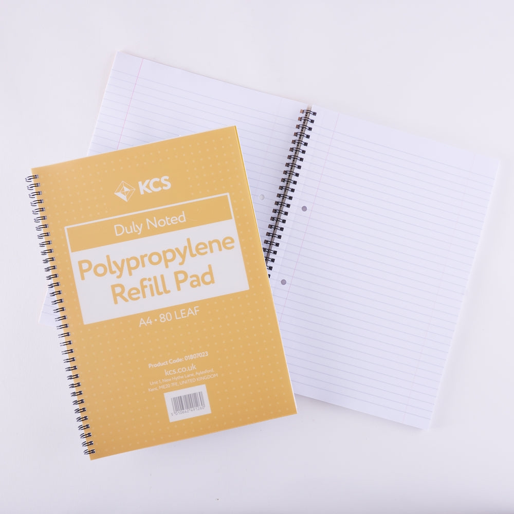 Carnets A4 KCS à spirale, réglés 8 mm, perforés (lot/6)