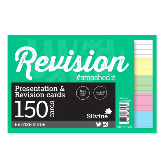 Fiches de révision couleurs assorties 150 fiches - 152 x 102 mm