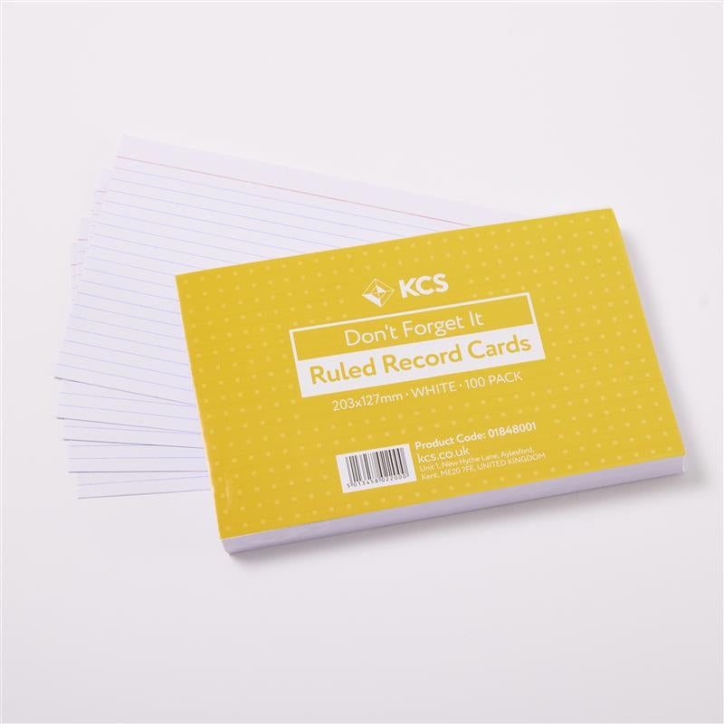 Fiches blanches lignées KCS 100 fiches - 203 x 127 mm