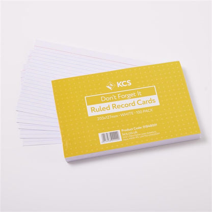 Fiches blanches lignées KCS 100 fiches - 203 x 127 mm