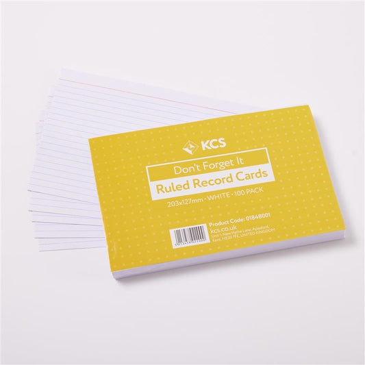 Fiches blanches lignées KCS 100 fiches - 203 x 127 mm
