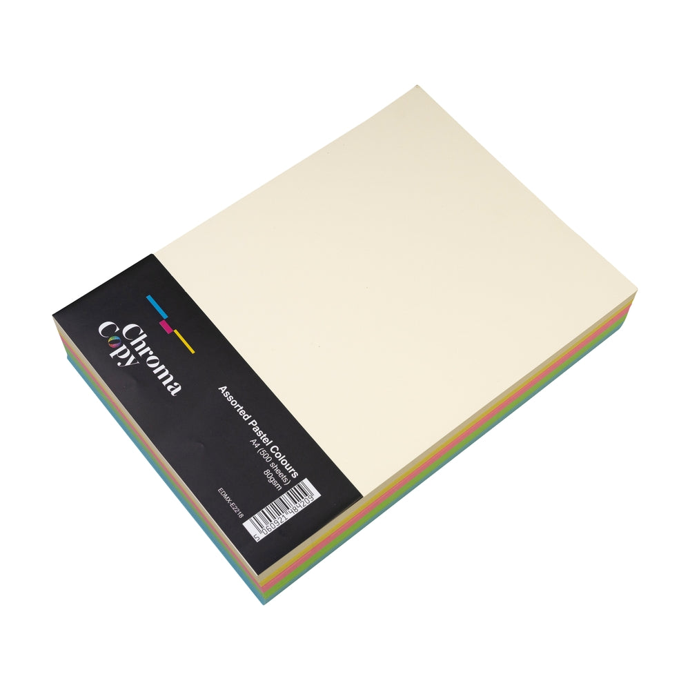 Papier couleur pour photocopieuse A4 80 g/m² couleurs pastels - boîte de 5 ramettes