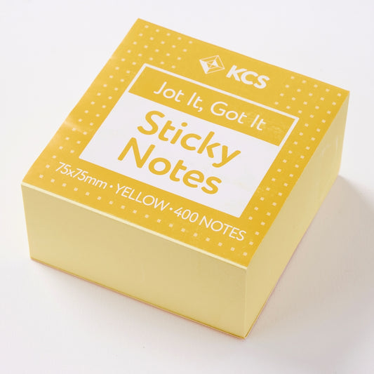 Bloc de notes repositionnables KCS jaunes 400 notes - 75 x 75 mm