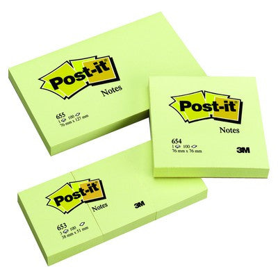 Blocs de notes repositionnables Post-it® jaunes (lot/12) - 76 x 127 mm