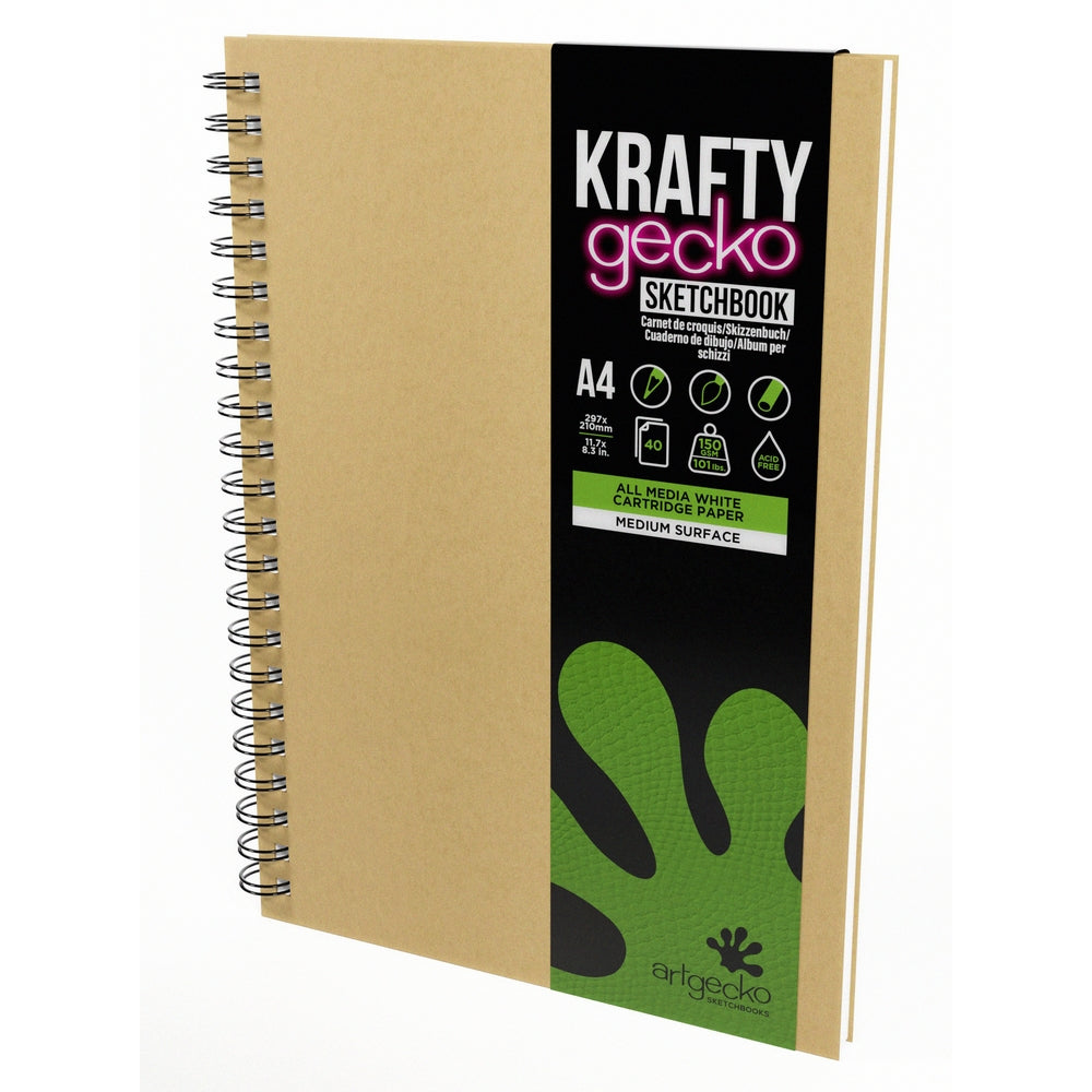 Carnet de croquis à spirale Krafty Artgecko - A4 portrait