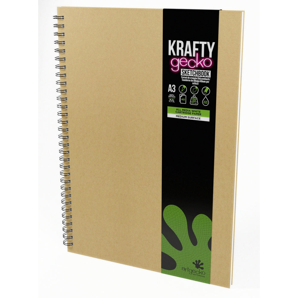 Carnet de croquis à spirale Krafty Artgecko - A3 portrait
