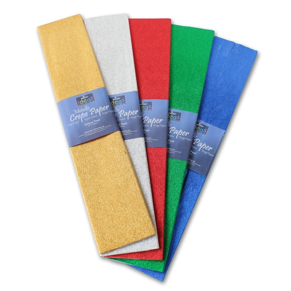 Papier crépon métallisé - couleurs assorties (lot/5)
