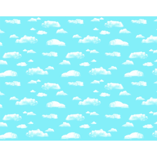 Rouleau de papier affiche 1218 mm x 15 m - motif nuages bleu/blanc