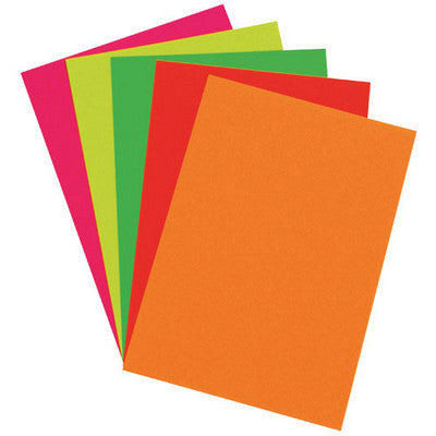Cartons fluorescents A4 (lot/50) - couleurs assorties