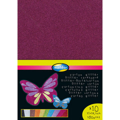 Cartons pailletés A4 couleurs assorties (lot/10)