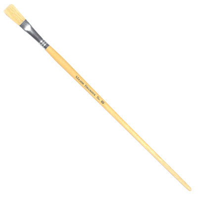 Pinceaux plats poils de soie de porc - manche naturel (lot/10)