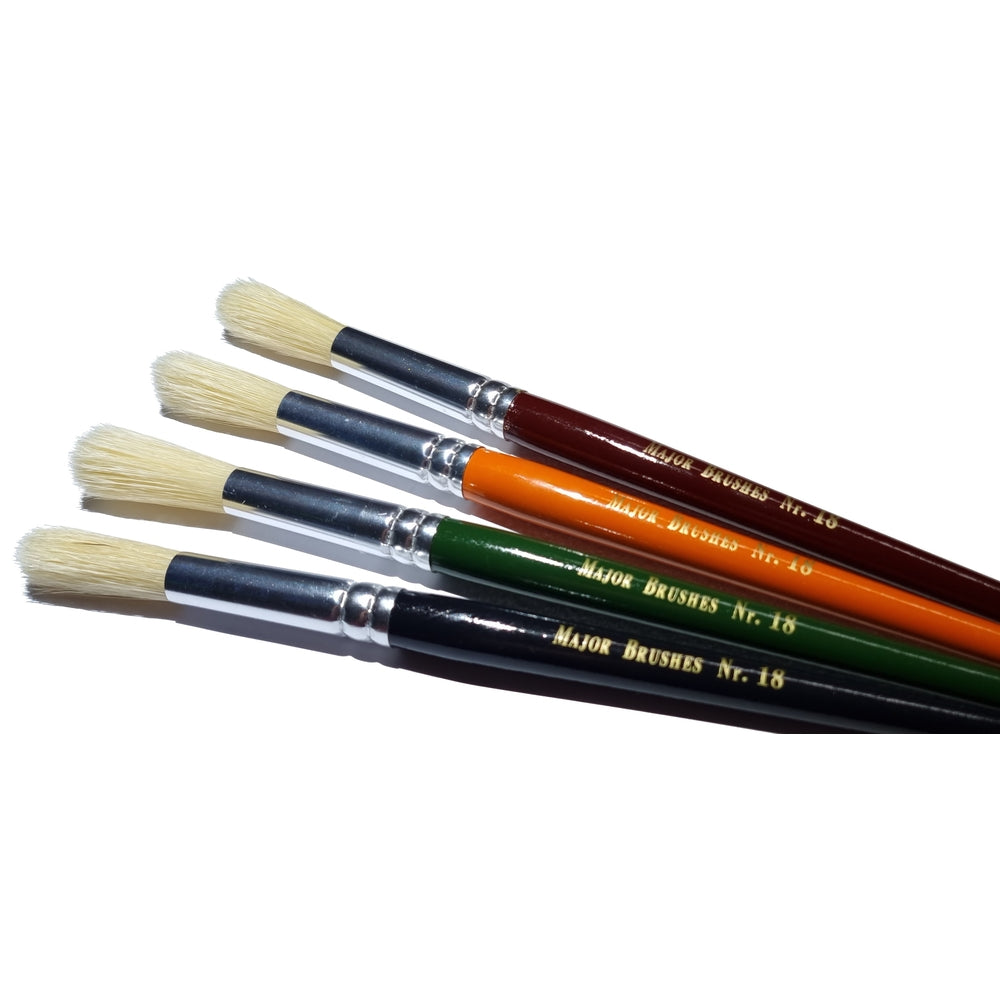 Pinceaux ronds courts en poils de sanglier (lot/4)